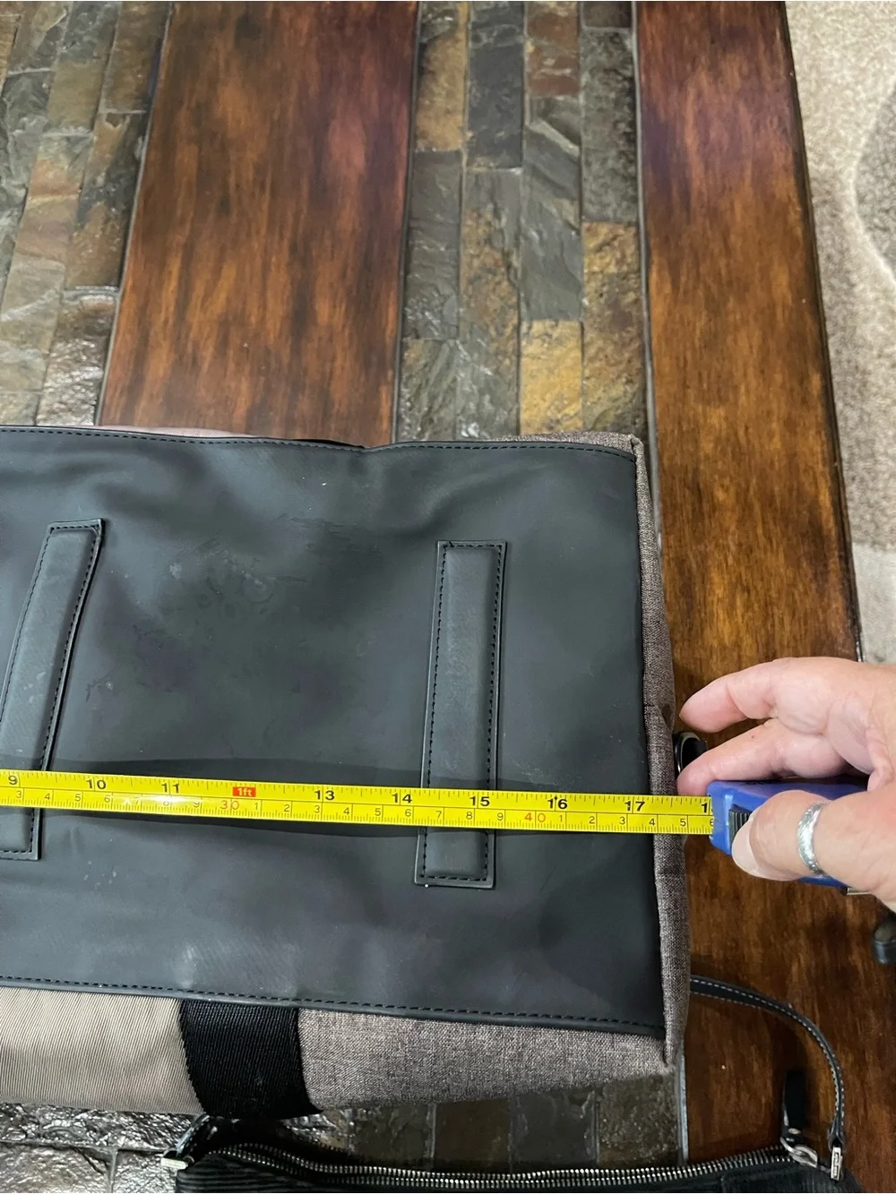 Ted Baker Two-Tone Canvas Duffel in Brown and Cream with Black Straps